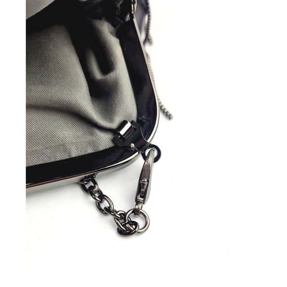 WOMEN'S FRINGE CHAIN CONVERTIBLE CLUTCH IN BLACK - Size 5.5"W x 6.5"H x 1.25"D - Picture 3 of 4